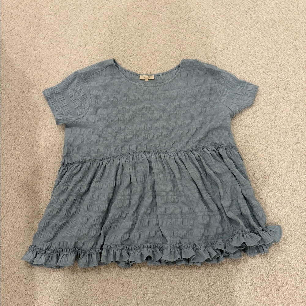 Women’s Ruffled Blue Top